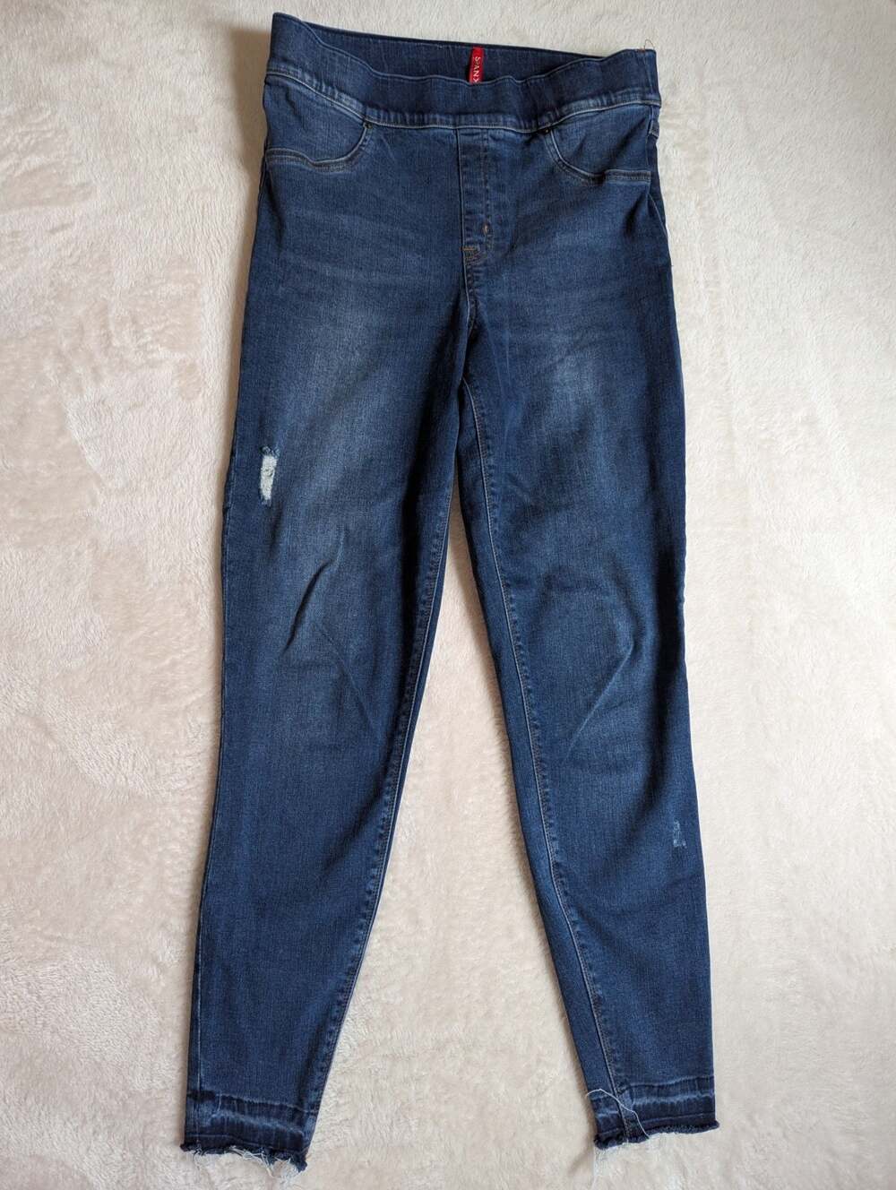 Spanx Distressed Ankle Skinny Released Hem Jeans Size Large - Picture 1 of 4